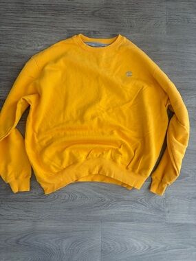 Champion Yellow Crewneck Sweatshirt with Small Chest Logo